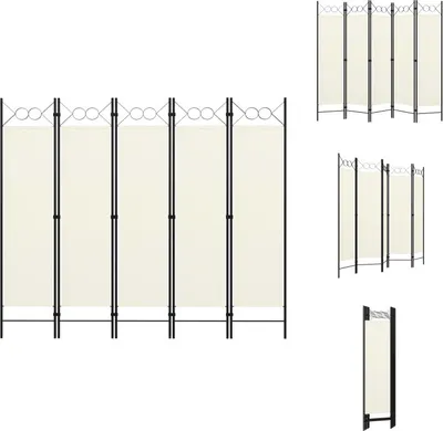 Obrázek produktu pro vidaXL 5dílný dělič pokojů krémově bílý 200x180 cm - Dělič pokojů