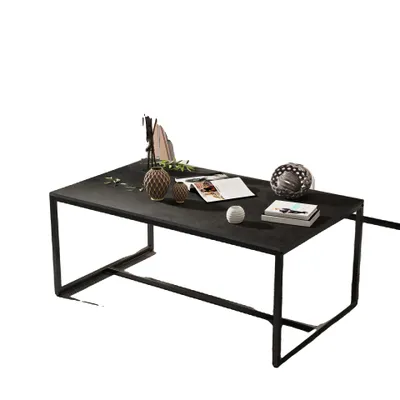 Obrázok produktu pre Konferenčný stolík, materiál spekaný kameň, čierny kovový rám, čierna farba