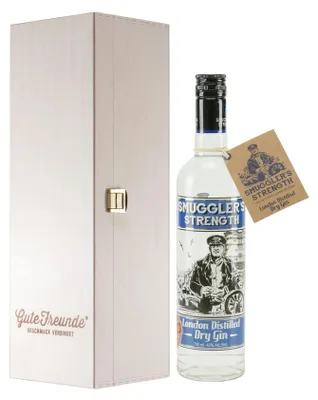Produktbild von Smugglers Strength London Dry Gin mit Geschenk-Holzkiste