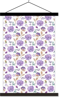 Produktbild von MuchoWow® Textilposter Blumen - Lila - Rosen 40x60 cm mit schwarzem Rahmen - Wanddekorationen