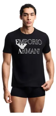 Produktbild von EMPORIO ARMANI Herren-T-Shirt, kurzärmelig, Rundhalsausschnitt, reine Baumwolle, mit aufgedrucktem Logo, Artikelnummer EM000574 AF20434, S, Cotone 100%