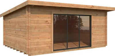 Produktbild von Gartenhaus Palmako Lea 19,4 m² Schiebetür Sicherheitsglas inkl. Fußboden 578 x 451 cm braun
