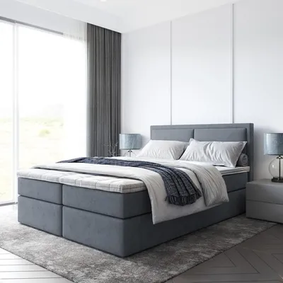 Produktbild von Bett Boxspringbett BRUNERO ,OHNE TOPPER ,mit Bettkästen - Doppelbett, Stauraum, Schlafzimmer,  Bettgestell (180x200, Dunkelgrau - ITAKA 14)