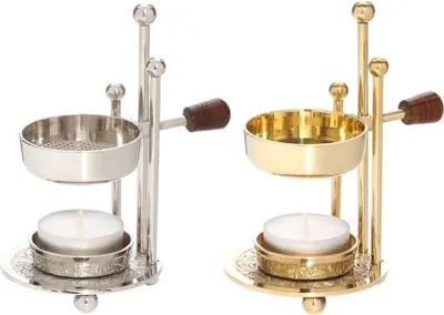 Produktbild von Set Verstellbarer Weihrauchbrenner Messing Vernickelt Weihrauchständer 1523/1524