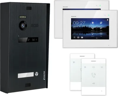 Produktbild von BALTER EVO Aufputz Schwarz 2x 7" Monitor Weiß + Talk Video Türsprechanlage Set für 1 Familienhaus