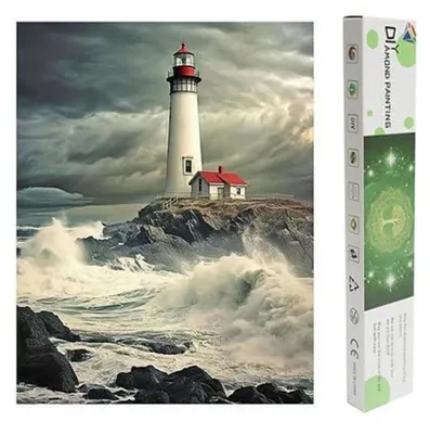 Produktbild von Diamond Painting Leuchtturm 40x50cm Bastelset Landschaft Mosaik mit Zubehör