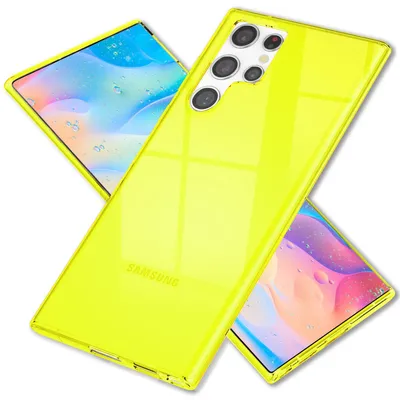 Zdjęcie produktu dla Etui na telefon komórkowy NALIA Clear Neon do Samsung Galaxy S22 Ultra, przezroczyste, kolorowe, świecące, cienkie etui ochronne Żółty