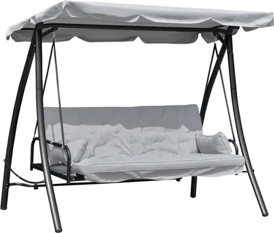 Produktbild von Hollywoodschaukel Gartenschaukel Schaukel Schaukelbank Mit Liege-Funktion, 3 Sitzer, Metall+Polyester, Weiß, 209 X 114 X 170 Cm