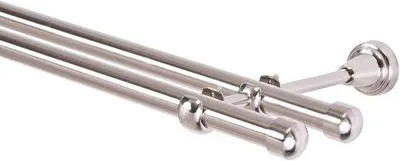 Productafbeelding van Dubbele Gordijnroede 19 mm - Roestvrijstalen Look 140 cm