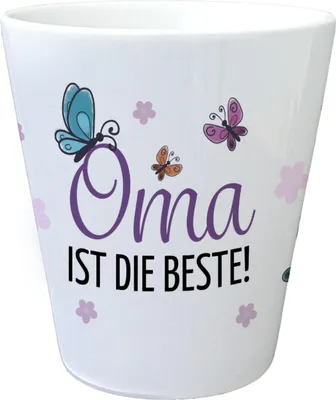 Produktbild von Schmetterling Blumentopf mit Spruch Oma ist die Beste