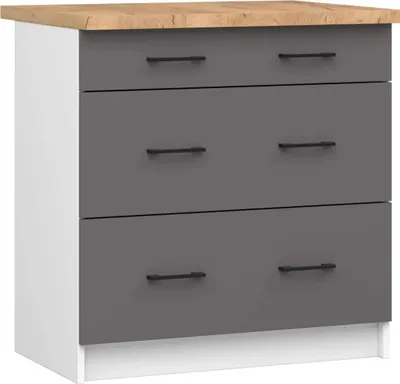 Produktbild von Küchenschrank mit Schubladen 80 cm VERMINA - weiß/grau