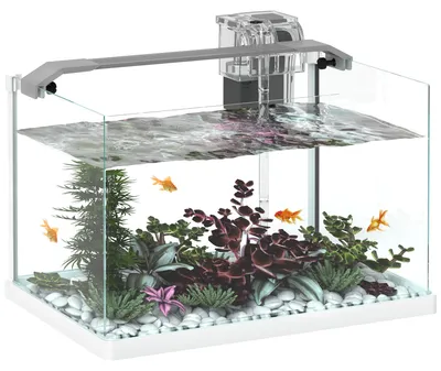 Produktbild von 20-Liter-Glasaquarium mit LED-Beleuchtung, Filter und Wasserpumpe, 38 x 26 x 27 cm, wei?