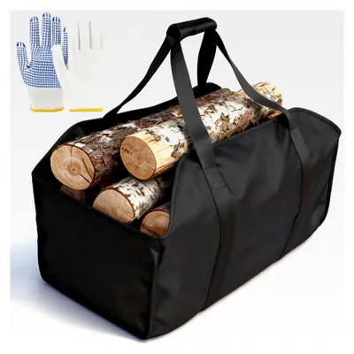 Produktbild von Großer Kaminholzkorb, 60 x 34 x 40 cm, Holzkorb für den Transport und die Aufbewahrung von Brennholz