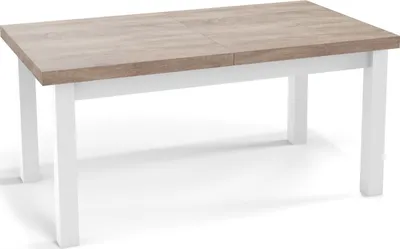 Obrázek produktu pro Moderní Obdélníkový Rozkládací Jídelní Stůl - Úspora Místa - Bílé Dřevěné Nohy - 200 až 300 cm - Dub Sonoma - 200 x 100 cm