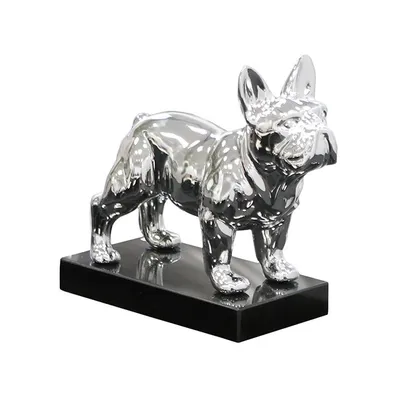 Produktbild von Design Kunstobjekt Dekofigur franz.Bulldogge 31cm chrom stehend Polyresin Statue