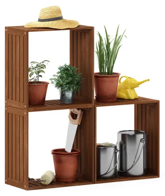 Stapelregal 3 Fächer Teak natur 29,46x49,28x49,53 cm Holz