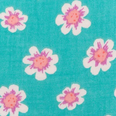 Produktbild von Musselin Stoff Meterware Double Gauze Mafleur Blüten grün rosa 130cm