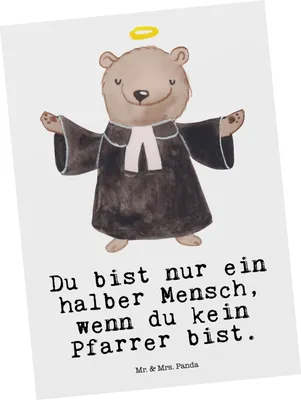 Produktbild von Mr. & Mrs. Panda Postkarte Pfarrer Herz - Weiß - Geschenk, Pastor, Kirche, bildkarte, Postkarten, kunstkarte, Ansichtskarten, Theologe, Ansichtskarte, Spruch