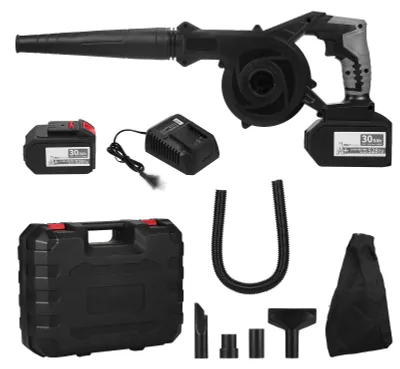 Produktbild von Akku-Laubbläser, 21 V, 6,0 A, Lithium, 2-in-1-Kehrmaschine und Staubsauger, elektrisches Luftgebläse, Computerreiniger, Garten-Elektrowerkzeug-Set mit Saugschlauch