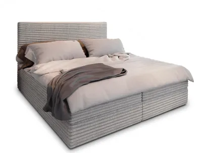 Produktbild von Masseno Boxspringbett PISA 160x200 cm Komplett-Set mit Bonell Matratze und Topper, Polsterbett mit Bettkästen -Hellgrau, TILIA 83