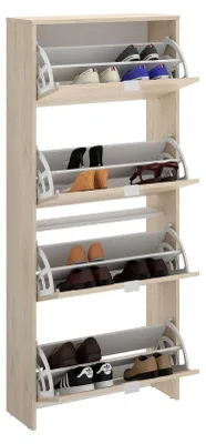Produktbild von Schuhschrank mit 4 Türen, Natur, 149 x 61 x 25 cm