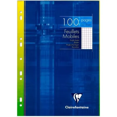 Image de Clairefontaine Pochettes pour classeurs à anneaux A4 quadrillées 50 feuilles