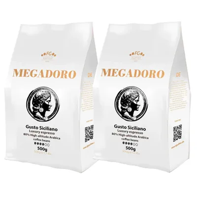 Produktbild von Megadoro Gusto Siciliano Kaffeebohnen 2x500g