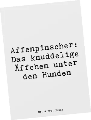 Produktbild von Mr. & Mrs. Panda Postkarte Spruch Affenpinscher Äffchen - Weiß - Geschenk, Hunderassen Charakter, Eigenschaften, Fotokarte, Hunderasse, Postkarten, charmanter, Haushund