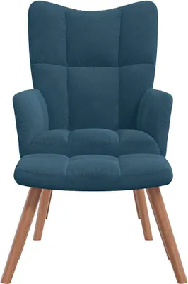 Produktbild von vidaXL Relaxsessel mit Hocker Blau Samt