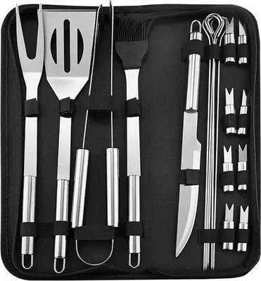 Produktbild von Grillbesteck 20-teilig mit Tragetasche für Camping und Outdoor