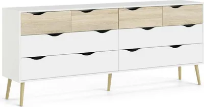 Produktbild von Napoli kommode mit 8 Schubladen, weiss und Eiche.