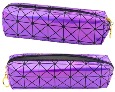 Obrázek produktu pro Školní kancelářský penál jednokomorový holografický vzor fialový 20x6,5cm