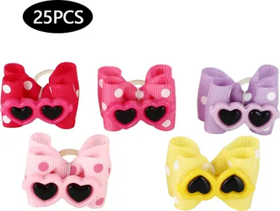 Image de 25 nœuds multicolores pour animaux domestiques, nœuds, accessoires de toilettage pour chiens de petite et moyenne taille