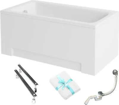 Produktbild von Aqua For You | Besco Badewanne - 130x70cm - Mit Füßen Und Siphon - Rechteckig - mit Verkleidung