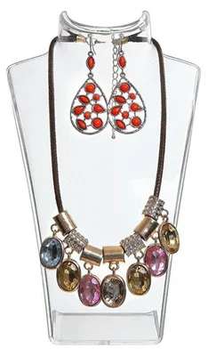 Produktbild von Schmuck Display Büste, Halsketten Halter, Schmuckständer aus Kunststoff, Ohrring Halter, Schmuckhalter, Kettenhalter für Juweliere - Ladengeschäfte, Ausstellungsständer für Ohrringe und Halsketten 1xStück Transparent