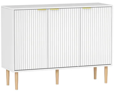 Produktbild von Wohnzimmer-Sideboard mit verstellbarem Einlegeboden, 3 geriffelte Tš¹ren, 107 x 35 x 80 cm, Wei?