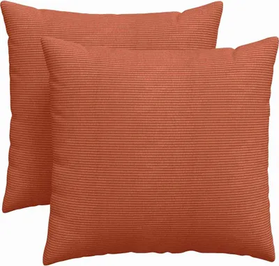 Image de vidaXL Coussins de canapé 2 pièces rouge-orange 45 x 45 cm tissu velours côtelé