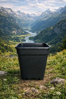 Produktbild von Topf 5 Liter viereckig schwarz - 17 x 17 x 22,5 cm Pflanztopf Blumentopf Pflanzkübel
