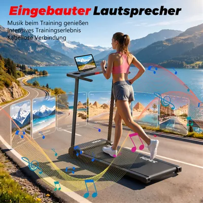 Produktbild von 3-in-1 Klapp-Laufband , 136kg, 12 km/h, LED-Display, 12 Programme, Bluetooth-Lautsprecher, Für Zuhause