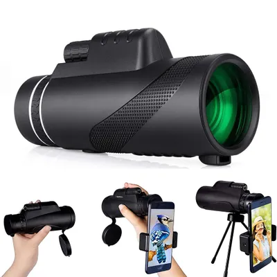 Produktbild von Monokular-Teleskop, 40 x 60, leistungsstarkes Nachtsicht-Monokular, wasserdichtes Monokular mit Smartphone-Adapter und schneller Telefonhalterung für Wildtiere, Jagd, Camping, Reisen