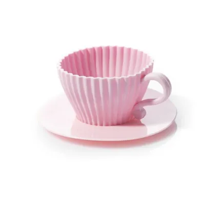 Produktbild von Antihaft-Silikon-Muffinformen – Rosa Tassen, 4 Stück
