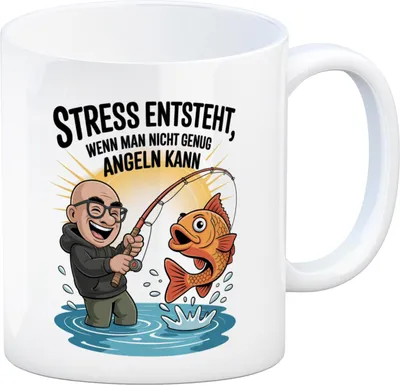 Produktbild von Fröhlicher Angler Spruch Kaffeebecher für Angelfans