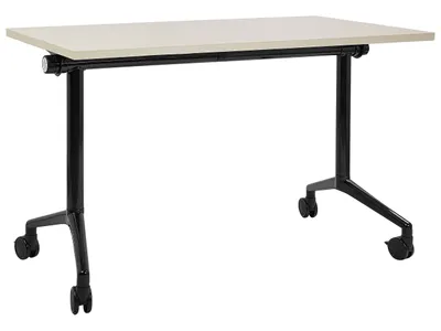 Produktbild von BELIANI Schreibtisch Heller Holzfarbton u. Schwarz 120 x 60 cm Klappbar Faltbar mit Rollen Mobil Bürotisch für Homeoffice Büro Modernes Design