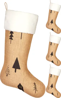 Produktbild von BRUBAKER Großer Weihnachtsstrumpf zum Befüllen und Aufhängen - 52 cm Nikolausstrumpf, 4 Stück