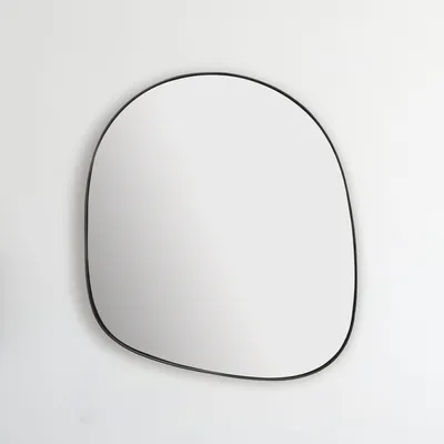 Wandspiegel Asymmetrisch 53x60 cm Metall Design Hängespiegel Schwarz - Eisen Dekospiegel Unförmig mit Rahmen - Spiegel Wand Groß - Flurspiegel Garderobenspiegel Modern_#sku_SAFWL7.124#