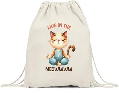 Produktbild von Live in the Meowww Turnbeutel Geschenkidee für Yoga-Fans und Katzenliebhaber