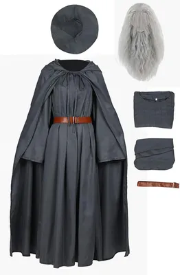 Zdjęcie produktu dla Kostium do cosplay'u Elzushy - Szara Czarodziejka, z peleryną i akcesoriami
