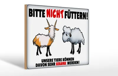 Produktbild von Holzschild Hinweis 30x20cm bitte nicht füttern Tiere krank