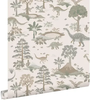 Produktbild von ESTAhome Tapete Dinosaurier Grau und Grün 50 x 900 cm