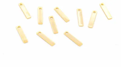 Produktbild von Vintageparts Anhänger Rechteck Messing 24K Gold 10 x 2 mm, 10 Stück